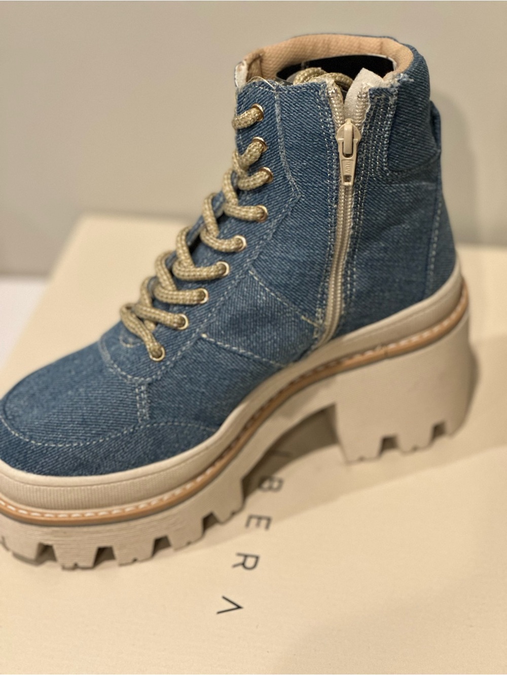 Denim Platform Lace-Up Ankle Boot - Blue - Picture 2 of 2